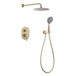 Poalgi Ensemble de douche encastré mécanique 2 voies SKY BATH or brossé PVD Inox S304 série SOUL