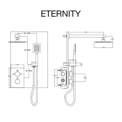 Poalgi Ensemble de douche encastré thermostatique 2 voies SKY BATH or brossé PVD série ETERNITY