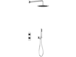 Vente-unique Ensemble de douche encastrable avec mitigeur thermostatique - Couleur nickel brossé - TIMAVO