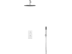 Vente-unique Ensemble de douche encastrable avec mitigeur thermostatique - Couleur nickel brossé - TIMAVO