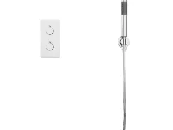 Vente-unique Ensemble de douche encastrable avec mitigeur thermostatique - Couleur nickel brossé - TIMAVO