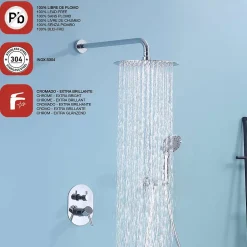 Poalgi Ensemble de douche encastré mécanique 2 voies SKY BATH chromé Inox S304 série SOUL* Colonne De Douche Encastrable