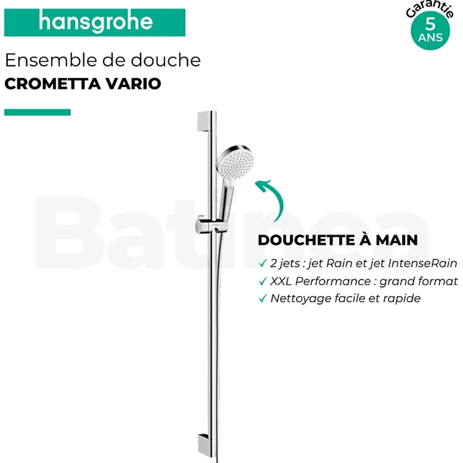 Hansgrohe Ensemble de douche Crometta Vario* Pommeau De Douche, Flexible Et Barre De Douche