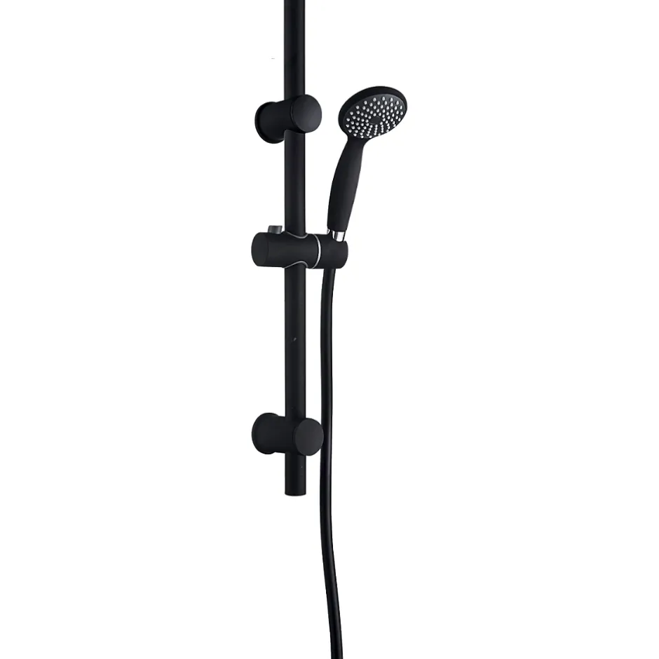 Essebagno Ensemble de douche noir 3 pièces Color* Pommeau De Douche, Flexible Et Barre De Douche