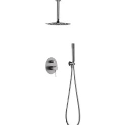 Imex Products Ensemble de douche Plafond TOUCHER à encastrer - Mitigeur monocommande Nickel brossé Ensemble encastré douchette + tête de douche* Colonne De Douche Encastrable