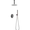 Imex Products Ensemble de douche Plafond TOUCHER à encastrer - Mitigeur thermostatique Gris mat - Champagne Ensemble encastré douchette + tête