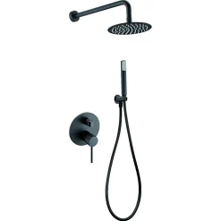 Imex Products Ensemble de douche STICK à encastrer - mitigeur monocommande Noir (mat) Ensemble encastré douchette + tête de douche