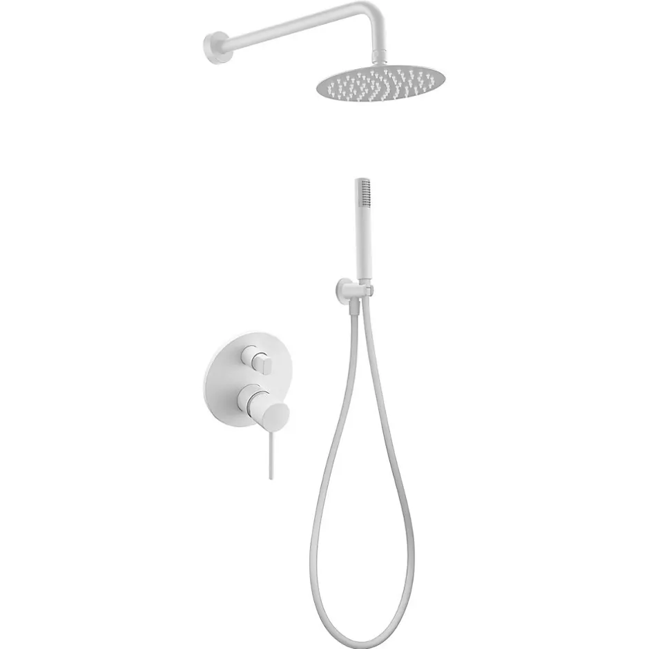 Imex Products Ensemble de douche STICK à encastrer - mitigeur monocommande Blanc (mat) Ensemble encastré douchette + tête de douche* Colonne De Douche Encastrable