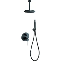 Imex Products Ensemble de douche STICK à encastrer - mitigeur monocommande Noir (mat) Ensemble encastré douchette + tête de douche