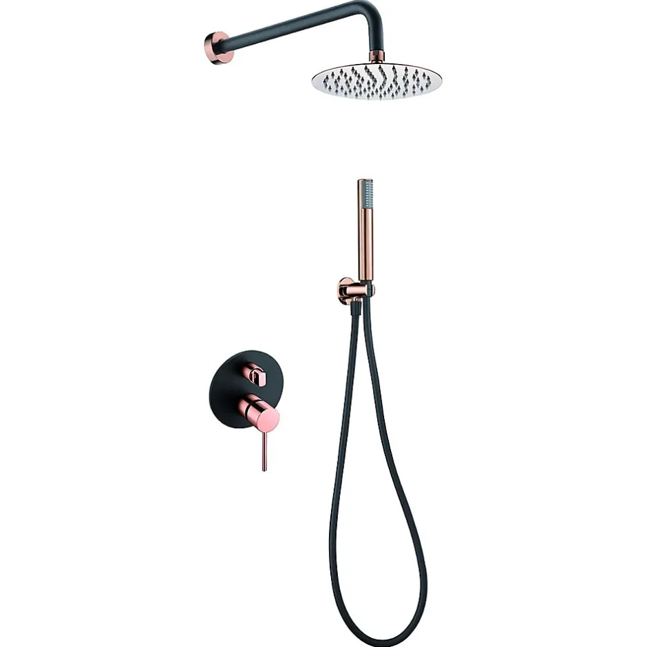Imex Products Ensemble de douche STICK à encastrer - mitigeur monocommande Noir - Doré rose Ensemble encastré douchette + tête de douche* Colonne De Douche Encastrable