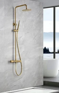 Imex Ensemble de douche thermostatique LINE - Rose brossé