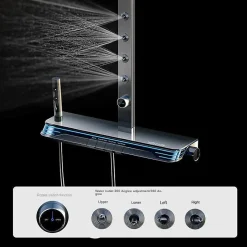 Kleenmac Ensemble de douche thermostatique intelligent avec affichage numérique modèle Escalus 52 x 15 cm Ref KISB5215B4