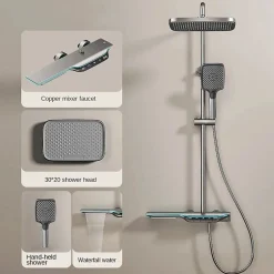 Kleenmac Ensemble de douche thermostatique intelligent avec affichage numérique modèle Amadis* Colonne De Douche Hydromassante