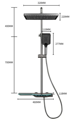 Kleenmac Ensemble de douche thermostatique intelligent avec affichage numérique modèle Amadis* Colonne De Douche Hydromassante