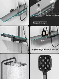 Kleenmac Ensemble de douche thermostatique intelligent avec affichage numérique modèle Amadis* Colonne De Douche Hydromassante