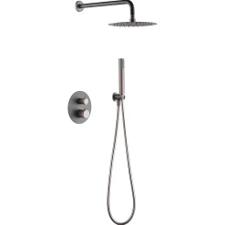 Imex Products Ensemble de douche TOUCHER à encastrer - Mitigeur thermostatique Gris mat - Champagne Ensemble encastré douchette + tête de douch* Colonne De Douche Encastrable