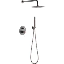 Imex Products Ensemble de douche TOUCHER à encastrer - Mitigeur monocommande Gris mat - Champagne Ensemble encastré douchette + tête de douche* Colonne De Douche Encastrable