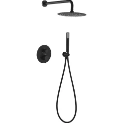 Imex Products Ensemble de douche TOUCHER à encastrer - Mitigeur thermostatique Noir (mat) Ensemble encastré douchette + tête de douche