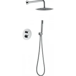 Imex Products Ensemble de douche TOUCHER à encastrer - Mitigeur thermostatique Nickel brossé Ensemble encastré douchette + tête de douche