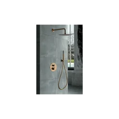 Imex Products Ensemble de douche TOUCHER à encastrer - Mitigeur thermostatique Nickel brossé Ensemble encastré douchette + tête de douche