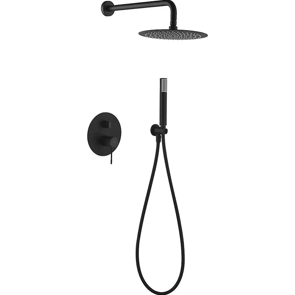 Imex Products Ensemble de douche TOUCHER à encastrer - Mitigeur monocommande Noir (mat) Ensemble encastré douchette + tête de douche