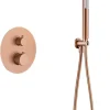 Imex Products Ensemble de douche TOUCHER à encastrer - Mitigeur thermostatique Or rose brossé Ensemble encastré douchette + tête de douche* Colonne De Douche Encastrable