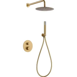 Imex Products Ensemble de douche TOUCHER à encastrer - Mitigeur thermostatique Or brossé Ensemble encastré douchette + tête de douche* Colonne De Douche Encastrable