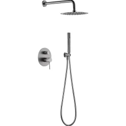 Imex Products Ensemble de douche TOUCHER à encastrer - Mitigeur monocommande Nickel brossé Ensemble encastré douchette + tête de douche