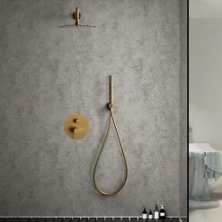 Imex Products Ensemble de douche TOUCHER à encastrer - Mitigeur monocommande Or brossé Ensemble encastré douchette + tête de douche* Colonne De Douche Encastrable