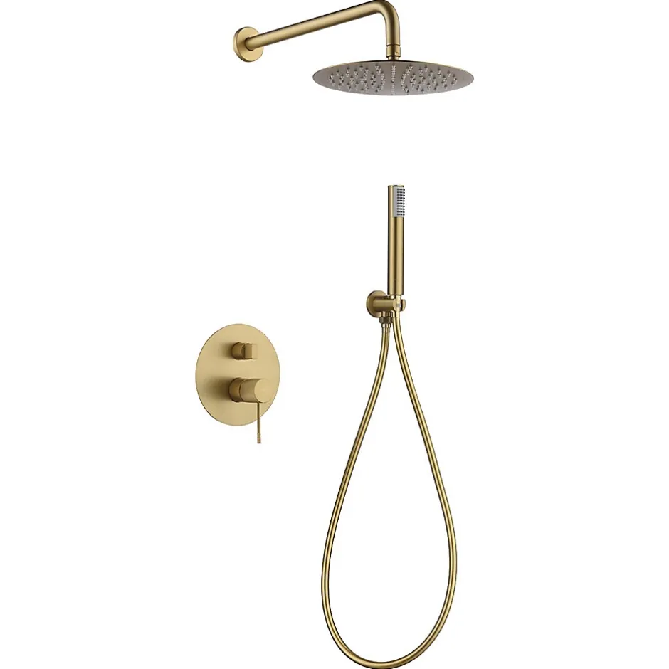 Imex Products Ensemble de douche TOUCHER à encastrer - Mitigeur monocommande Or brossé Ensemble encastré douchette + tête de douche* Colonne De Douche Encastrable