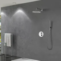 Imex Products Ensemble de douche TOUCHER à encastrer - Mitigeur thermostatique Chromé Brillant Ensemble encastré douchette + tête de douche* Colonne De Douche Encastrable