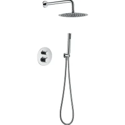 Imex Products Ensemble de douche TOUCHER à encastrer - Mitigeur thermostatique Chromé Brillant Ensemble encastré douchette + tête de douche* Colonne De Douche Encastrable