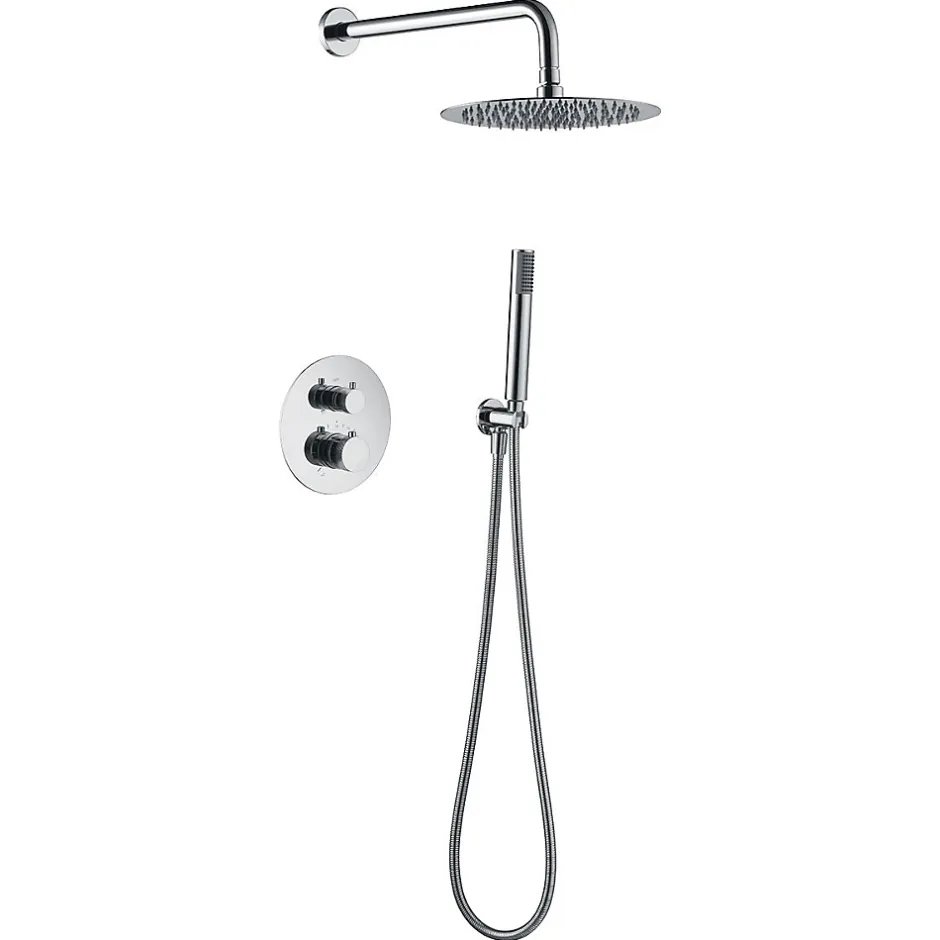 Imex Products Ensemble de douche TOUCHER à encastrer - Mitigeur thermostatique Chromé Brillant Ensemble encastré douchette + tête de douche* Colonne De Douche Encastrable