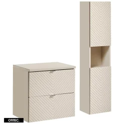 Otitec Ensemble de meuble de salle de bain - 60 cm - avec plan - avec colonne - 2 tiroirs - DANO* Meuble Sous Lavabo