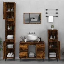 Vidaxl Ensemble de meubles de salle de bain 3 pcs Chêne fumé* Meuble Wc