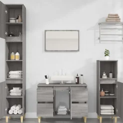 Vidaxl Ensemble de meubles de salle de bain 3 pcs Sonoma gris