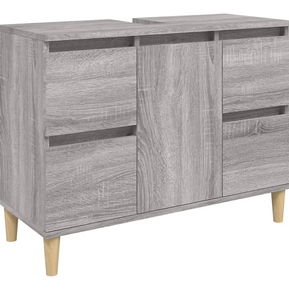 Vidaxl Ensemble de meubles de salle de bain 3 pcs Sonoma gris