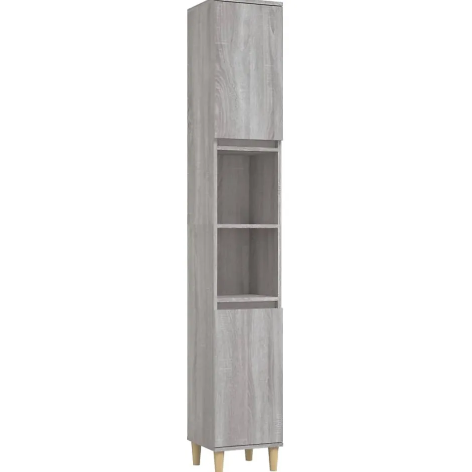 Vidaxl Ensemble de meubles de salle de bain 3 pcs Sonoma gris
