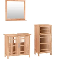 Vidaxl Ensemble de meubles de salle de bain 3 pcs Bois massif de noyer* Meuble Wc