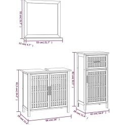 Vidaxl Ensemble de meubles de salle de bain 3 pcs Bois massif de noyer* Meuble Wc