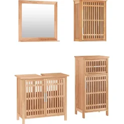 Vidaxl Ensemble de meubles de salle de bain 4 pcs Bois massif de noyer* Meuble Wc