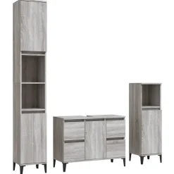 Vidaxl Ensemble de meubles de salle de bain 3 pcs Sonoma gris