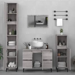 Vidaxl Ensemble de meubles de salle de bain 3 pcs Sonoma gris