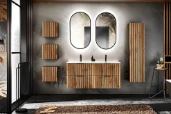 Otitec Ensemble de meubles sous vasque - 120 cm - avec Vasque - Cube et Colonnes - Miroirs LED - WOTANIA* Ensemble Meuble De Salle De Bains