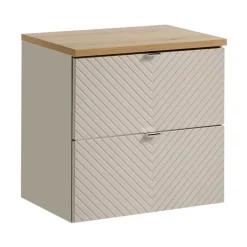 Meublorama Ensemble de salle de bain AOKI : meuble sous vasque à tiroirs 60cm et plan vasque aspect bois