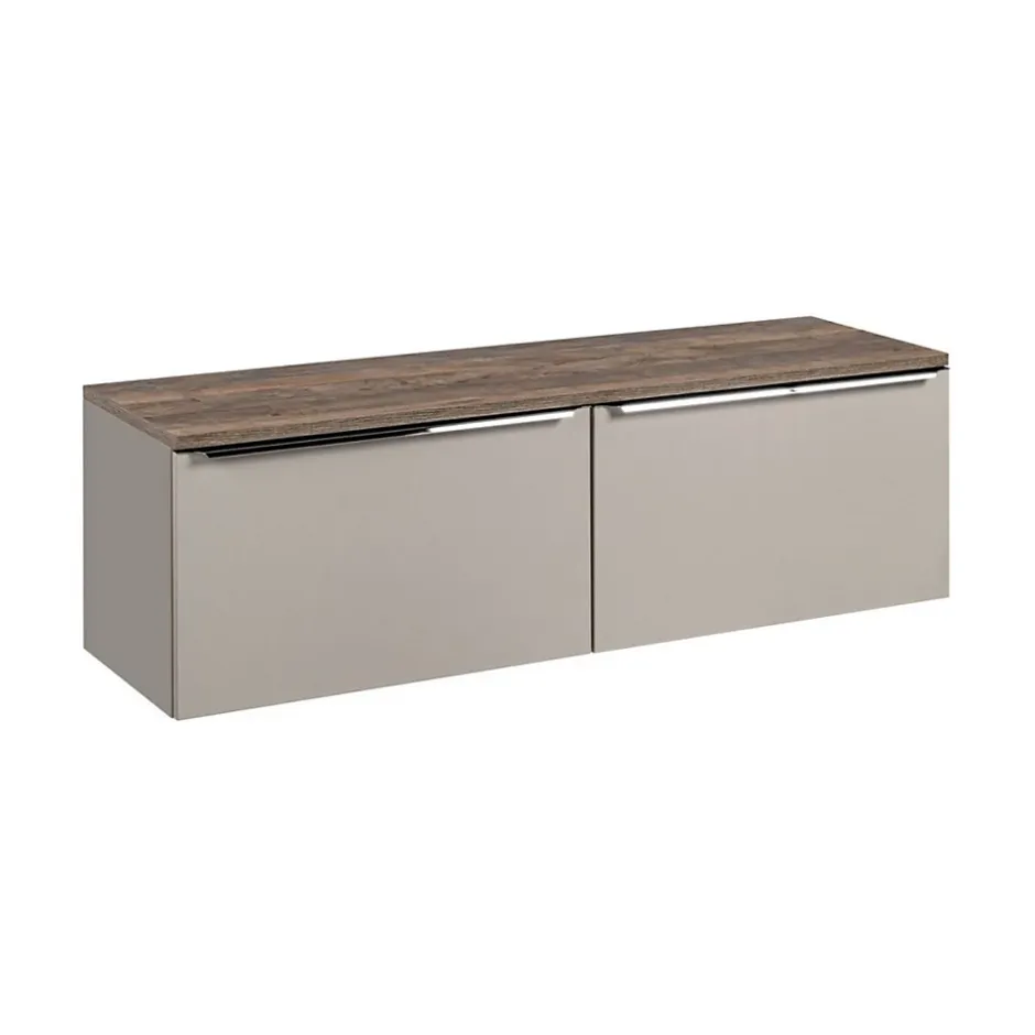 Meublorama Ensemble de salle de bain VANTA taupe : meuble sous vasque 160cm et plan vasque* Meuble Sous-Vasque