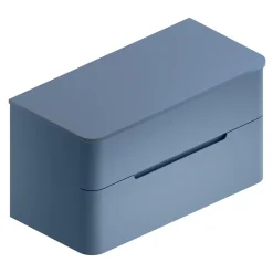 Ensemble de salle de bains L.104 cm meuble sous vasque version gauche + plan de toilette bleu mat, Alba