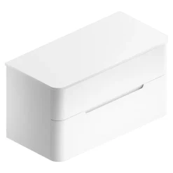 Ensemble de salle de bains L.104 cm meuble sous vasque version droite + plan de toilette blanc mat, Alba