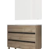 Mennza Ensemble de salle de bain meuble 100cm STAY THREE EDGE bois clair - Vasque - Miroir - Applique