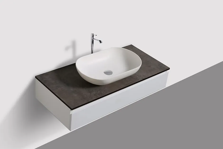 Bernstein Ensemble de salle de bain Vision 1000 blanc mat - Avec armoire de toilette, Sans cache, Sans vasque à poser